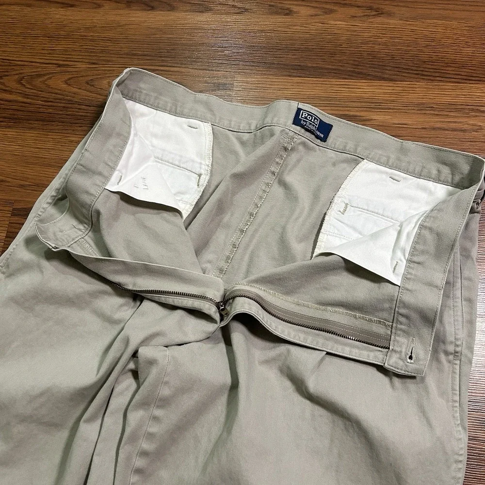 Polo Ralph Lauren Pleated Chino Pants‎ Mens 36x29 Tan Khaki Made in USA Vintage
